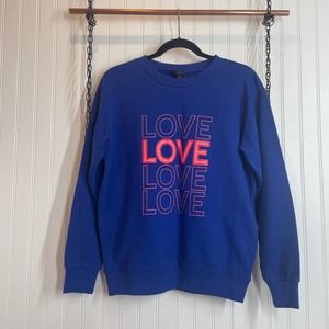 J. Crew Women’s Blue  "LOVE" pullover sweatshirt Small